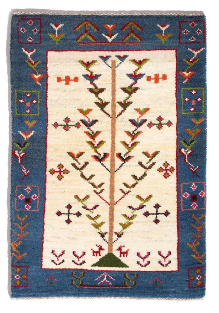 Dywan Gabbeh - perski - 92 x 63 cm - wielokolorowy