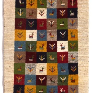 Dywan Gabbeh - perski - 90 x 62 cm - wielokolorowy