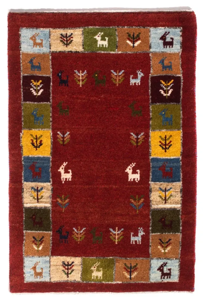Dywan Gabbeh - perski - 88 x 61 cm - wielokolorowy