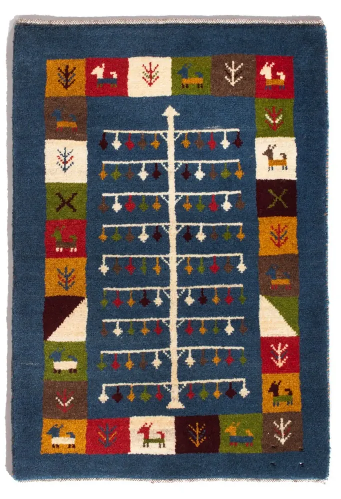 Dywan Gabbeh - perski - 90 x 62 cm - wielokolorowy