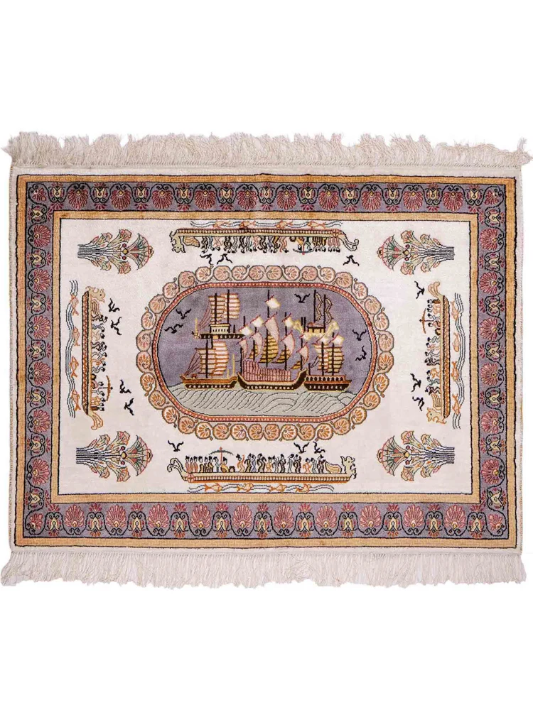 Dywan z jedwabiu - jedwab chiński - 121 x 95 cm - beżowy