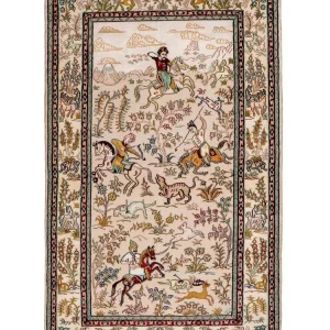 Dywan z jedwabiu - jedwab chiński - 150 x 88 cm - beżowy
