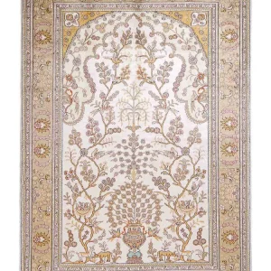 Dywan z jedwabiu - jedwab chiński - 183 x 124 cm - beżowy