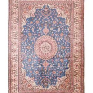 Dywan z jedwabiu - jedwab chiński - 192 x 123 cm - niebieski