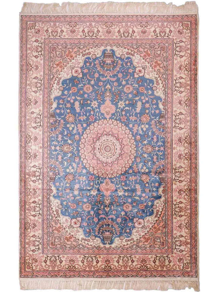 Dywan z jedwabiu - jedwab chiński - 192 x 123 cm - niebieski