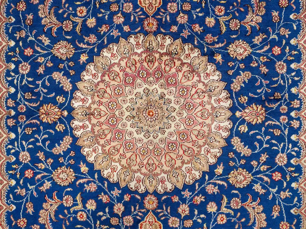 Dywan z jedwabiu - jedwab chiński - 247 x 155 cm - niebieski