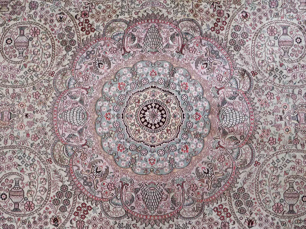 Dywan z jedwabiu - jedwab chiński okrągły - 300 x 300 cm - beżowy