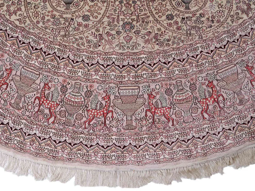 Dywan z jedwabiu - jedwab chiński okrągły - 300 x 300 cm - beżowy