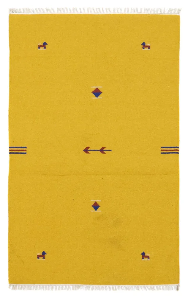 Dywan Kelim - modny - 180 x 120 cm - żółty
