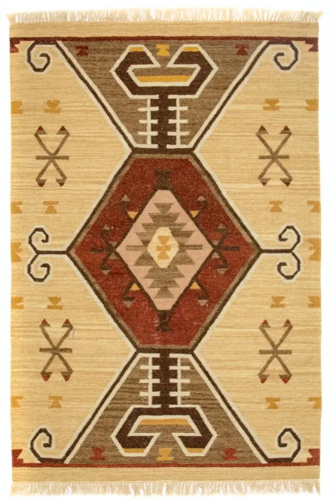 Dywan Kelim - modny - 187 x 126 cm - żółty