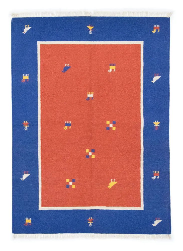 Dywan Kelim - modny - 200 x 140 cm - pomarańczowy