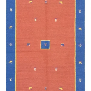Dywan Kelim - modny - 200 x 140 cm - pomarańczowy