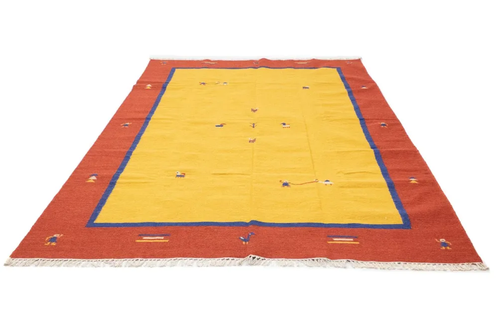 Dywan Kelim - modny - 300 x 200 cm - żółty