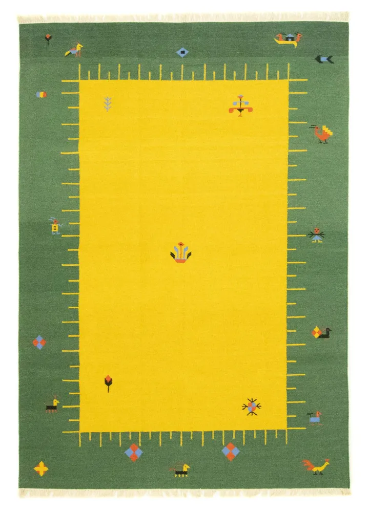 Dywan Kelim - modny - 300 x 200 cm - żółty
