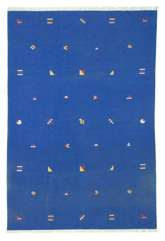 Dywan Kelim - modny - 300 x 200 cm - niebieski