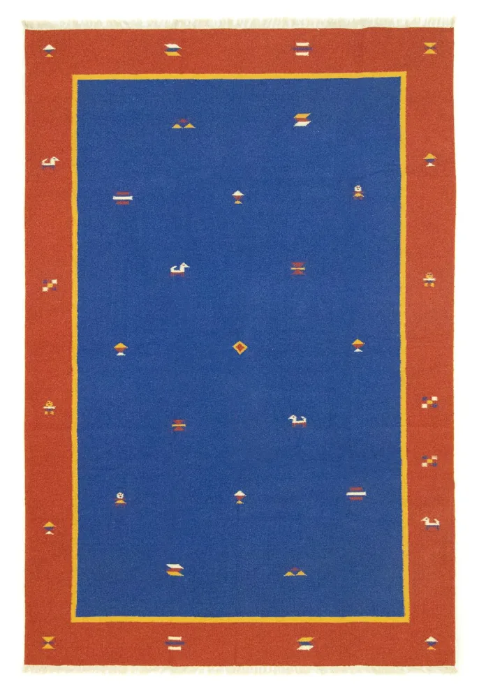 Dywan Kelim - modny - 300 x 200 cm - niebieski