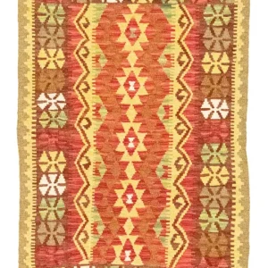 Dywan Kelim - Orientalny - 120 x 82 cm - pomarańczowy