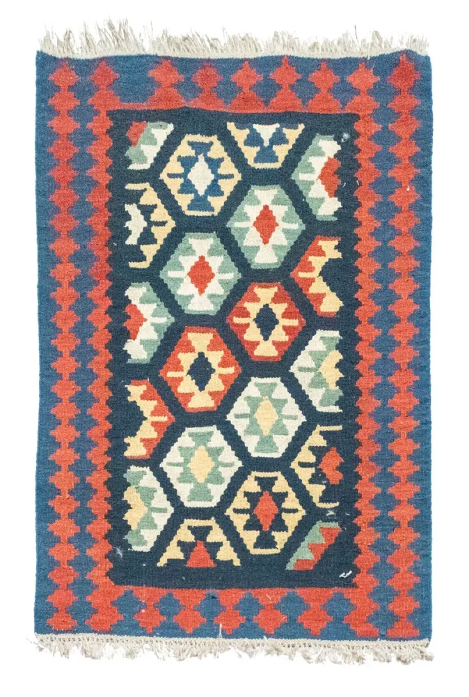 Dywan Kelim - Orientalny - 122 x 82 cm - niebieski