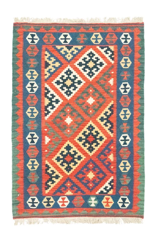 Dywan Kelim - Orientalny - 126 x 85 cm - pomarańczowy