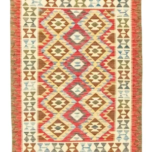 Dywan Kelim - Orientalny - 141 x 102 cm - pomarańczowy