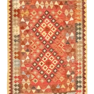 Dywan Kelim - Orientalny - 145 x 101 cm - pomarańczowy