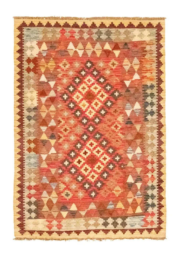 Dywan Kelim - Orientalny - 145 x 101 cm - pomarańczowy