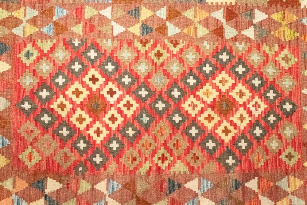 Dywan Kelim - Orientalny - 145 x 101 cm - pomarańczowy