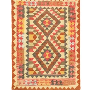 Dywan Kelim - Orientalny - 146 x 99 cm - pomarańczowy
