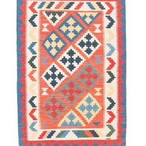 Dywan Kelim - Orientalny - 147 x 101 cm - pomarańczowy