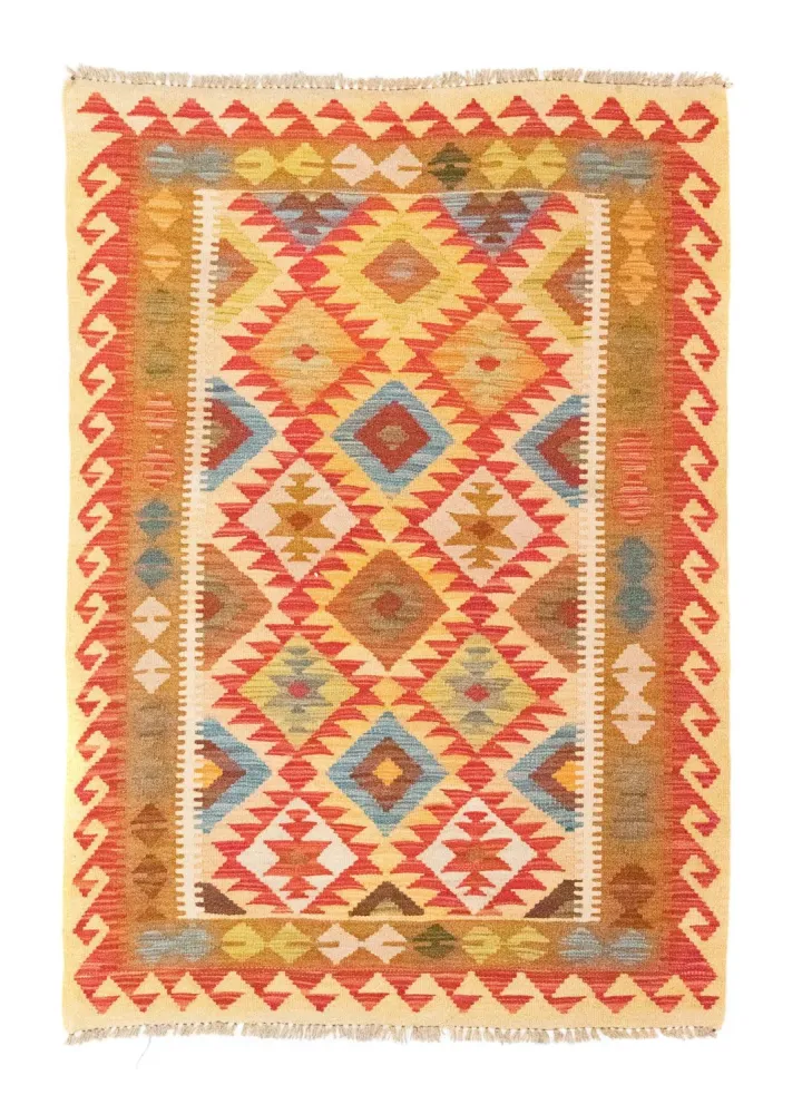 Dywan Kelim - Orientalny - 147 x 105 cm - pomarańczowy