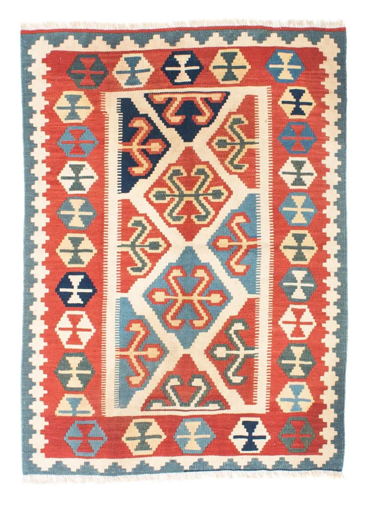 Dywan Kelim - Orientalny - 152 x 110 cm - czerwony