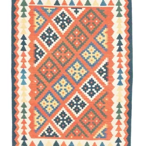 Dywan Kelim - Orientalny - 154 x 101 cm - pomarańczowy