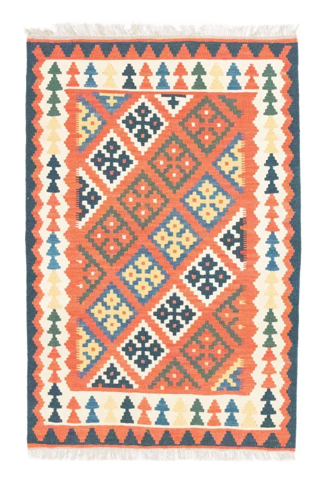 Dywan Kelim - Orientalny - 154 x 101 cm - pomarańczowy