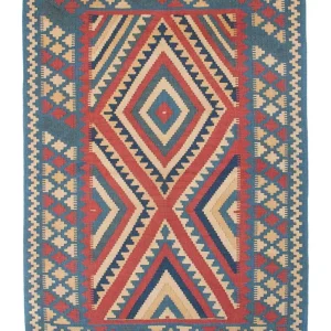 Dywan Kelim - Orientalny - 155 x 117 cm - niebieski