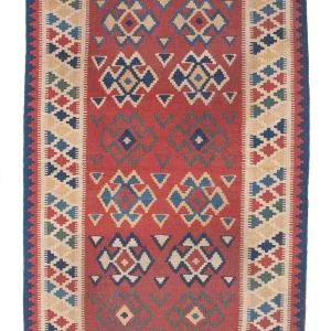 Dywan Kelim - Orientalny - 156 x 105 cm - ciemna czerwień