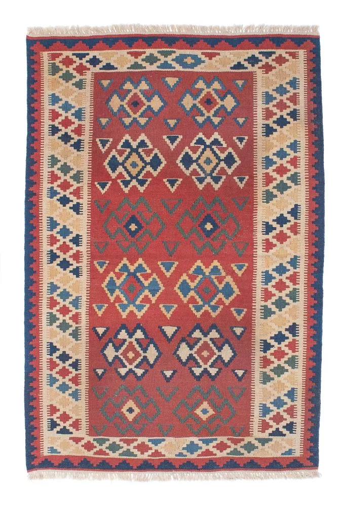 Dywan Kelim - Orientalny - 156 x 105 cm - ciemna czerwień