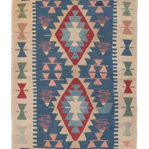 Dywan Kelim - Orientalny - 160 x 115 cm - niebieski