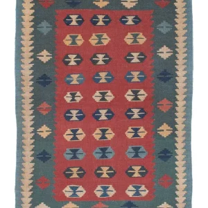 Dywan Kelim - Orientalny - 163 x 112 cm - ciemna czerwień