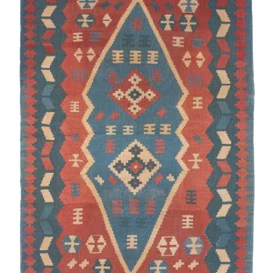 Dywan Kelim - Orientalny - 167 x 114 cm - niebieski