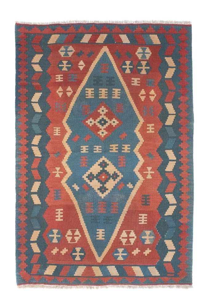 Dywan Kelim - Orientalny - 167 x 114 cm - niebieski