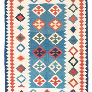 Dywan Kelim - Orientalny - 168 x 122 cm - niebieski