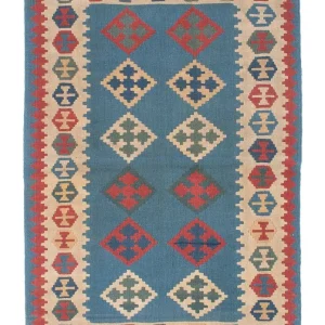 Dywan Kelim - Orientalny - 170 x 117 cm - niebieski