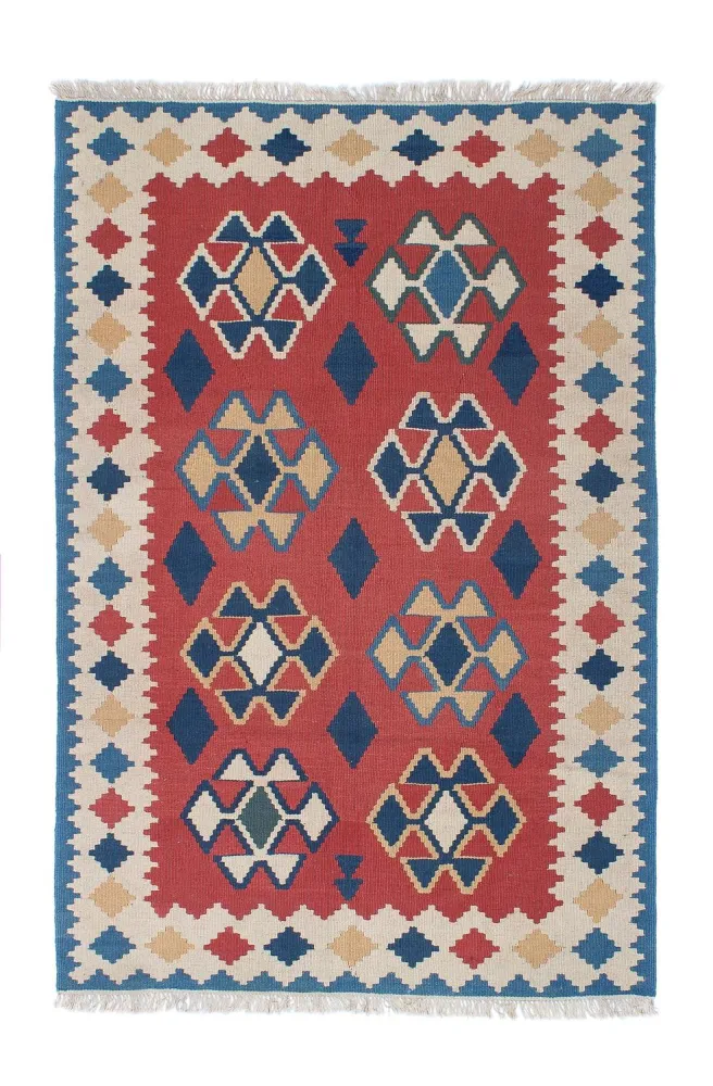 Dywan Kelim - Orientalny - 180 x 120 cm - ciemna czerwień