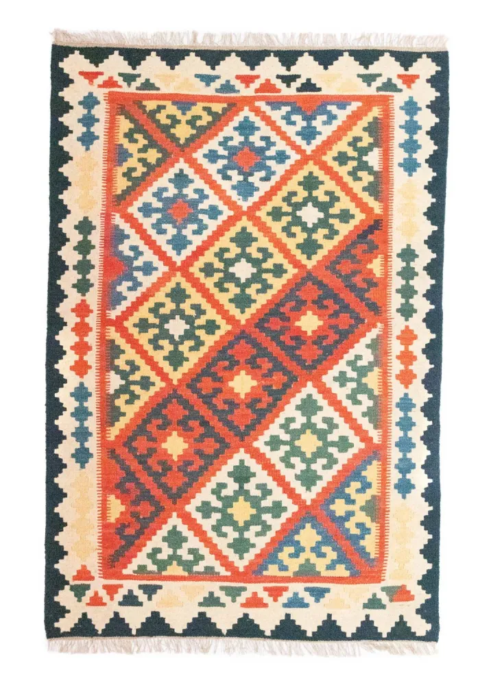 Dywan Kelim - Orientalny - 180 x 120 cm - pomarańczowy