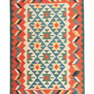 Dywan Kelim - Orientalny - 180 x 123 cm - pomarańczowy