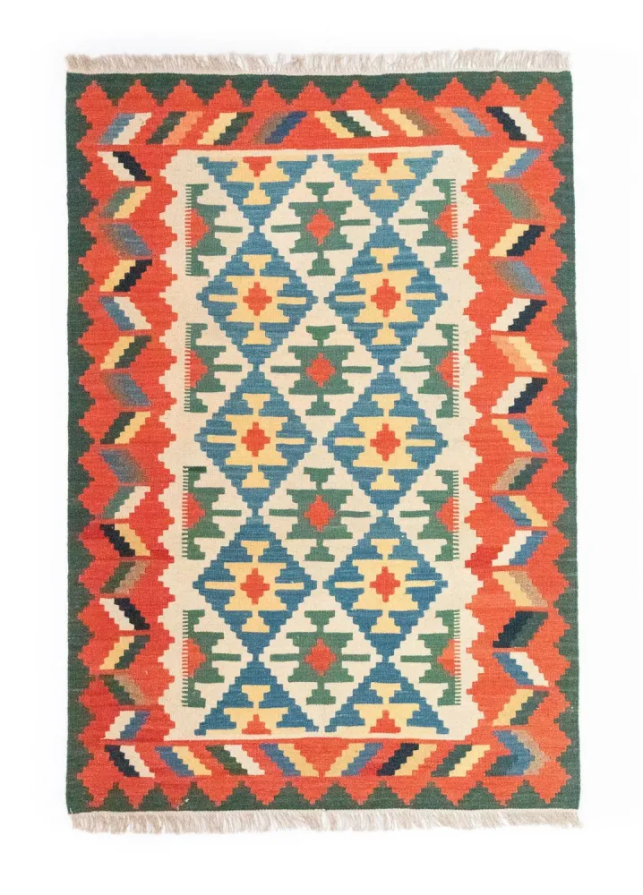Dywan Kelim - Orientalny - 180 x 123 cm - pomarańczowy