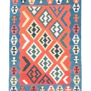 Dywan Kelim - Orientalny - 181 x 126 cm - pomarańczowy