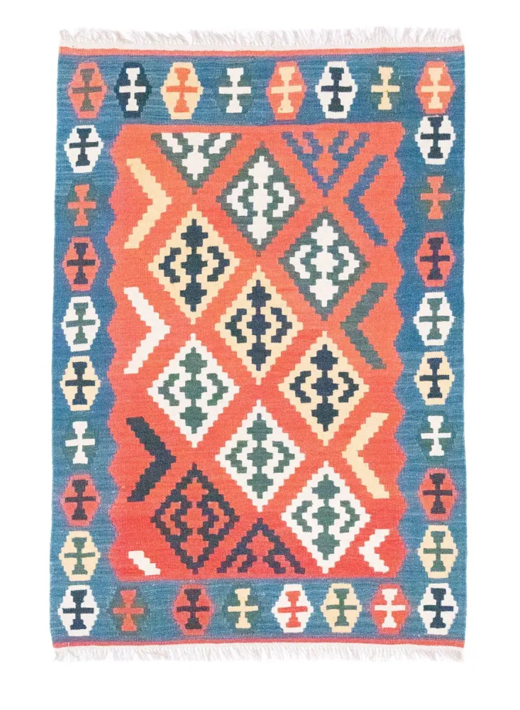 Dywan Kelim - Orientalny - 181 x 126 cm - pomarańczowy