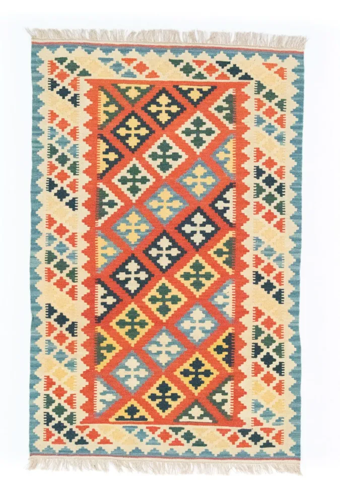 Dywan Kelim - Orientalny - 184 x 118 cm - pomarańczowy