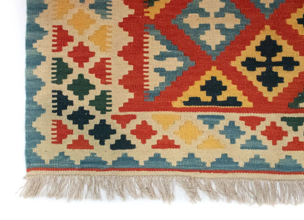 Dywan Kelim - Orientalny - 184 x 118 cm - pomarańczowy